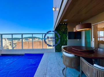ÁREA EXTERNA PISCINA · Cobertura Duplex à venda no Gonzaga, Santos – Vista mar, Varanda Gourmet e Lazer Completo