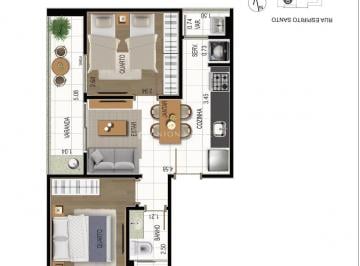Planta · Apartamento de 2 quartos com varanda gourmet à venda no bairro Centro em Juiz de Fora/MG.