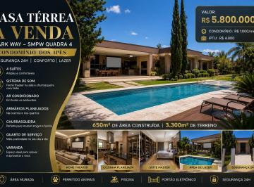 Casa de 4 quartos, Brasília · Casa Alto Padrão Park Way SMPW QD 4 4 Suítes 3300m² Piscina Condomínio dos Ipês Segurança24h,Permuta