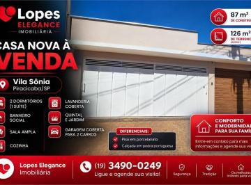 Imagem Principal · Casa Nova à Venda – 2 Quartos (1 Suíte) – Vila Sônia, Piracicaba/SP