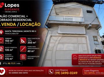 Imagem Principal · SALÃO COMERCIAL + SOBRADO À VENDA / LOCAÇÃO - Santa Terezinha | Monte Rei II | Piracicaba/SP