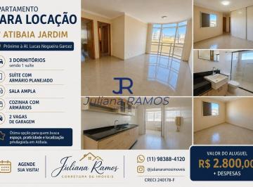 Apartamento · 3 Quartos · 2 Vagas · Apartamento para alugar, 3 dors. Atibaia Jardim, Atibaia/SP