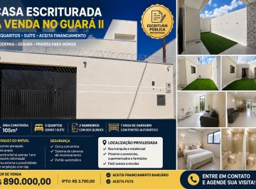 Casa de 3 quartos, Guará · Casa Escriturada 3 Quartos com Suíte à Venda no Guará II, 144m², Financiamento e FGTS