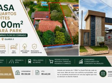Casa de 4 quartos, Guará · Casa à Venda no Guará Park, 4 Quartos, 2 Suítes, Terreno 1.100m², Condomínio Flor do Cerrado, Guará