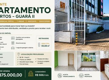 Apartamento de 2 quartos, Guará · Apartamento à Venda no Guará II QE 38, 2 Quartos 55m², Nascente, 1º Andar, Garagem Coberta