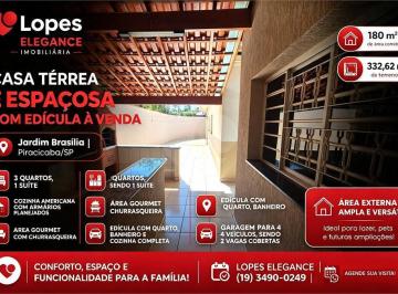 Imagem Principal · Casa térrea e espaçosa, com edícula à Venda | Jardim Brasília | Piracicaba/SP