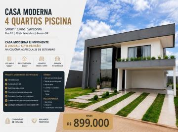 Casa de 4 quartos, Vicente Pires · Casa Moderna à Venda 4 Quartos 2 Suítes Piscina 500m² 300m² Cond. Santorini 26 de Setembro DF