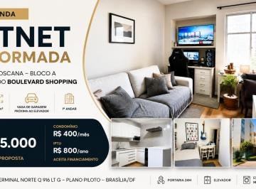 Apartamento de 1 quarto, Brasília · Kitnet 28m² à Venda no Edifício Toscana, Reformada, Nascente, Garagem, ao lado do Boulevard Shopping