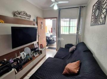 Casa · 73m² · 2 Quartos · 1 Vaga · Sobrado de condomínio à venda no Tude Bastos, Praia Grande, com suíte e churrasqueira