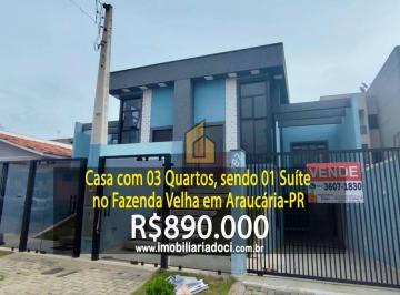 ab84cba075d500b92a6c26a733539c7d437fb7d9 · Casa com 03 Quartos, sendo 01 Suíte no Fazenda Velha em Araucária-PR  - À venda por R$890.000,00