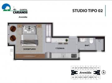Planta humanizada final 24 - est dio (imagem ilustrativa - mobili rio e decora o n o inclu dos) · Apartamento 1 quarto em Carianos, Florianópolis | Quintal Carianos - Avenida