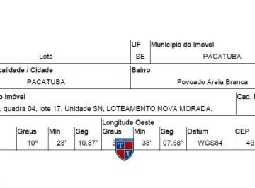 Foto 1 · R$ 14.239,13 - Terreno - SE - PACATUBA - POVOADO AREIA BRANCA
