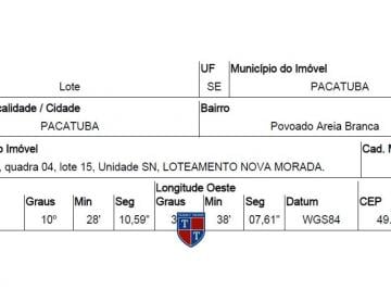 Foto 1 · R$ 14.239,13 - Terreno - SE - PACATUBA - POVOADO AREIA BRANCA