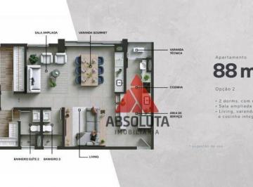 Apartamento · 88m² · 2 Quartos · 2 Vagas · Apartamento para venda em Centro de 88.00m² com 2 Quartos, 2 Suites e 2 Garagens