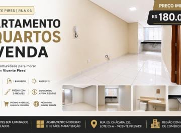 Apartamento de 2 quartos, Vicente Pires · Apartamento 2 Quartos à Venda em Vicente Pires, Rua 05, 2º Andar, Nascente, R$ 180 Mil, 1 Banheiro