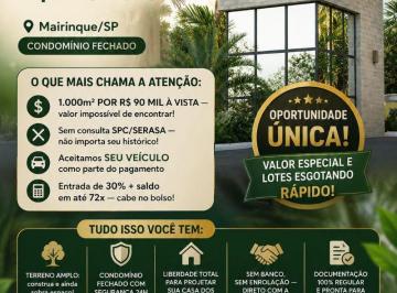 Terreno , Mairinque · Lotes amplos de 1.000m² com ótima topografia