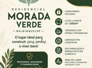 Terreno , Mairinque · Lotes amplos de 1.000m² com ótima topografia