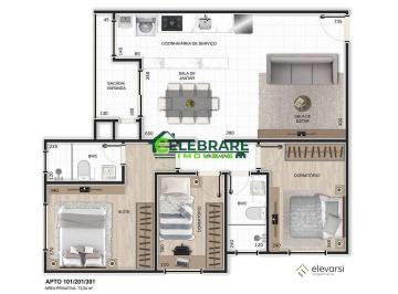 Apartamento · 73m² · 3 Quartos · 2 Vagas · APTO NOVO NO CENTRO DE PINHAIS!! 03 QTOS,SUÍTE E SACADA