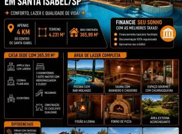 Rural de 3 quartos, Santa Isabel · CHACARA 4.230 M² CASA NOVA E MODERNA !!!