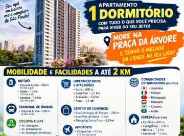 Apartamento de 1 quarto, São Paulo · Apartamento a venda na Praça da Arvore, 1 Quarto, Suite, Varanda, Minha Casa Minha Vida, Zona Sul
