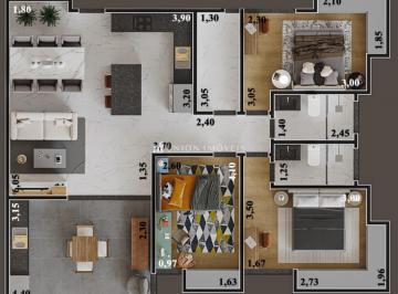 Planta tipo frente · Apartamento de 3 quartos à venda no bairro Aeroporto em Juiz de Fora/MG.