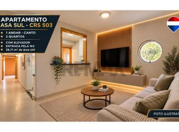 Apartamento · 59m² · 2 Quartos · VENDO APARTAMENTO DE 2 QUARTOS COM ELEVADOR – CRS 503 W2 – ASA SUL