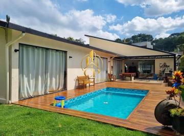 Casa · 573m² · 3 Quartos · 3 Vagas · Casa Térrea Contemporânea na Granja Viana, 3 Suítes, Piscina e Energia Sola