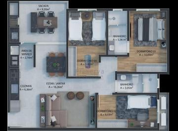 Apartamento · 80m² · 3 Quartos · 2 Vagas · Apartamento em Dom Bosco, Itajaí/SC de 80m² 3 quartos à venda por R$ 810.000,00