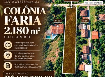Terreno · 2180m² · Terreno na Colônia Faria - Colombo-PR