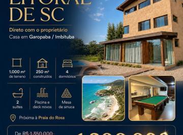 Comercial · 250m² · 4 Quartos · 10 Vagas · Casa nova em Ibiraquera-Imbituba-SC, terreno1000m² e 250m² de área construída!