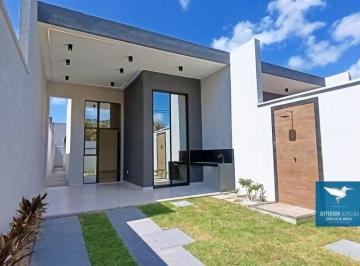 Casa · 129m² · 3 Quartos · 2 Vagas · Casa Plana Nova Pronta para Morar em Rua Pública na Região Central de Eusébio! Fachada Moderna, Sala