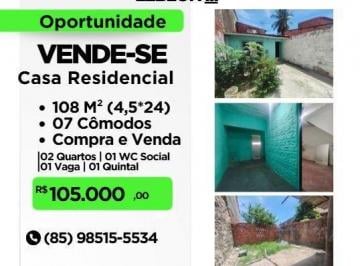 Casa · 96m² · 2 Quartos · 1 Vaga · 🏡 CASA 02 QUARTOS + QUINTAL NO PARQUE LEBLON CAUCAIA 85 98515 5534