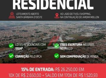 e801c7b47374f1dfe1ecd535d5664af0fc0776bf · Terreno à venda, 175 m² por R$ 201.250,00 - Vila Mollon IV - Santa Bárbara D'Oeste/SP