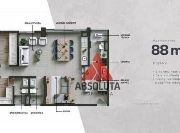 Apartamento · 88m² · 2 Quartos · 2 Vagas · Apartamento para venda em Centro de 88.00m² com 2 Quartos, 2 Suites e 2 Garagens