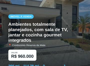 Casa de 3 quartos, Mogi Mirim · CASA A VENDA – CONDOMINIO RESERVA DA MATA – MOGI MIRIM