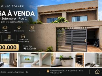 Casa de 3 quartos, Vicente Pires · Casa à Venda na 26 de Setembro Rua 1 | 3 Quartos | Suíte | 200m² | Churrasqueira | Condomínio Solare