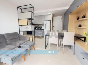 Apartamento · 46m² · 1 Quarto · 1 Vaga · ALUGUEL APARTAMENTO FRENTE MAR E PÉ NA AREIA - 46M2 COM 1 QUARTO