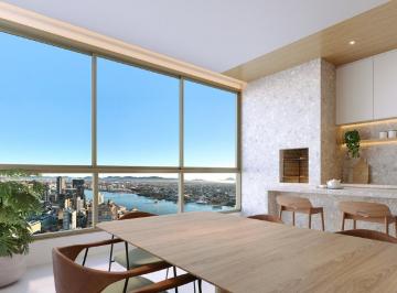 Sacada com churrasqueira do final 3 do Monserrato, com o rio ao fundo (imagem ilustrativa) · Monserrato, andar alto: apartamento de 3 suítes e 124m² em Itajaí