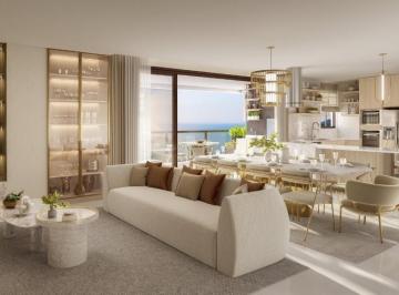 Living do apartamento Tipo B do Marena, com vista para o mar (imagem ilustrativa) · Marena em andar alto: 225 m², 4 suítes e vista para o mar em BC