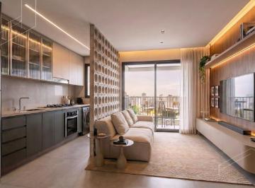 Living integrado à cozinha, com cobogó, no apartamento de 2 suítes (imagem ilustrativa) · Apartamento de 2 suítes e 72 m² no West Line, bairro Fazenda, Itajaí
