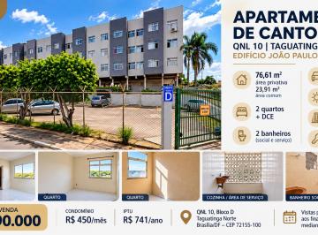 Apartamento de 2 quartos, Taguatinga · Apartamento 76m², 2 Quartos + DCE, 2 Banheiros, 1 Vaga | QNL 10 Taguatinga Norte