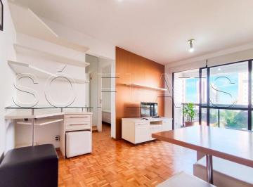 Apartamento · 42m² · 1 Quarto · 1 Vaga · Apartamento Mobiliado 42m² no Espaço Alpha com Varanda e Vaga a Poucos Passos da Faria Lima
