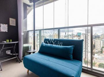 Apartamento · 22m² · 1 Quarto · Studio moderno, completamente mobiliado com varanda e vista privilegiada| Paraíso