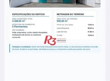 34cbd7194280d7ac321b651231f1412ae761d6d4 · Prédio, 2289 m² - venda por R$ 17.000.000,00 ou aluguel por R$ 150.000,02/mês - Gonzaga - Santos/SP