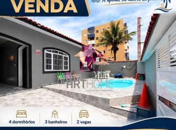 Casa · 142m² · 4 Quartos · 2 Vagas · Casa à venda em Itaóca, Mongaguá, com piscina e vista para o mar