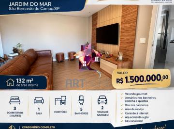 Apartamento · 132m² · 3 Quartos · 2 Vagas · Apartamento residencial de 132 m² com 3 suítes no Jardim do Mar