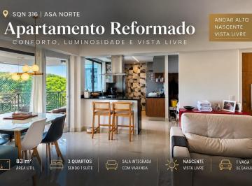 Apartamento · 83m² · 3 Quartos · 1 Vaga · SQN 316 REFORMADO, ANDAR ALTO!