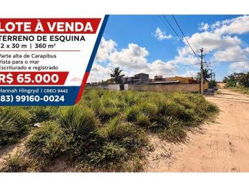 Terreno · 360m² · Lote de esquina com vista mar - Carapibus, Conde/PB