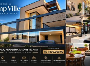 Casa de 3 quartos, Vicente Pires · Casa Nova de Alto Padrão em Vicente Pires | 3 Suítes, 310m², Gourmet, Spa e 3 Vagas