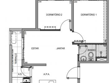 Planta 2 dorm 38m · Garden em Jardim Guedala São Paulo SP